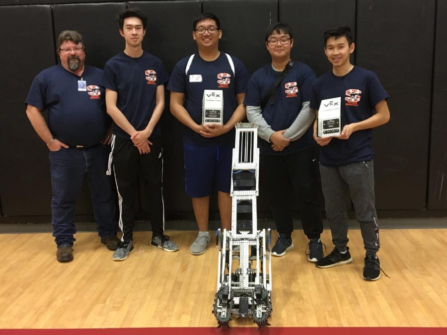 Team+Reborn%3A+Robotics+coach+Randy+Scrudder%2C+Mitchell+Shinn%2C+Alan+Tran%2C+Danny+Lee+and+Thom+Pham+%28not+pictured+Andy+Nguyen%29