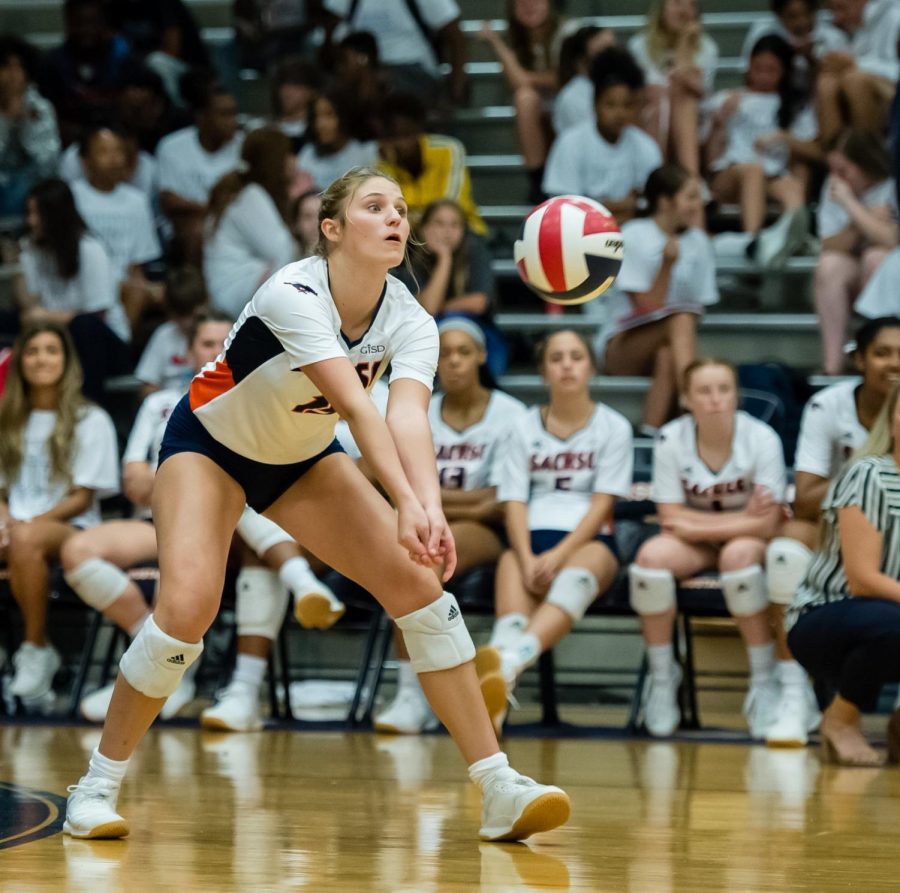 Sophomore+Macy+Taylor+starts+the+season+with+five+kills+against+Coppell+and++six+kills+against+Creekview.++File+photo+from+2019+season.